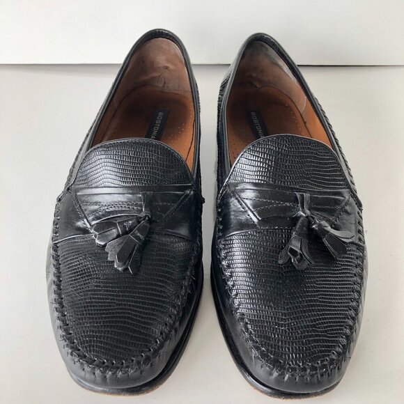 BOSTONIAN Kitlie Black Leather Tassel Men's Casual Loafers Slip On Toppied 10M - Picture 2 of 16